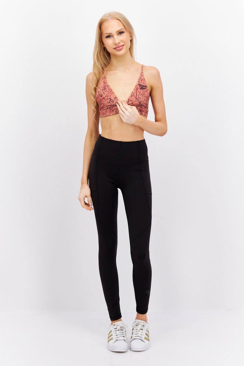 Reebok Women Printed Non Padded Sports Bra, Peach - Image 4